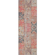 Cool Halı Carnival Renkli Patchwork Halı Yolluk Yıkanabilir Mutfak Halısı Eskitme Vintage Dokuma Şönil Halı