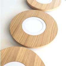 Woodhub Yuvarlak Meşe Kaplama LED Tavan Aydınlatması 33 cm , Yatak Odası, Koridor, Banyo Lambası - Gün Işığı