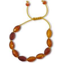 Pozitif Doğal Taş Karnelyan Akik Bileklik, Makrome Ayarlı 466-2