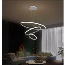 Woodhub Avize Benito Gümüş Gri 3'lü Yeni Beyaz Ultra Süper Ledli Avize