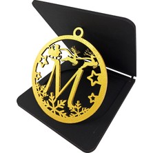 Ng Puzzle Özel Tasarım,Yılbaşı Temalı Ahşap El Boyaması Harfler, Özel Ahşap  Kutusunda Antik Altın Renk – (M)