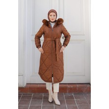 Armine Trend Baklava Desen Kuşaklı Mont Badem 24KT709