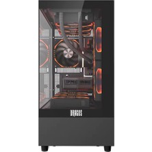 Dragos Basalt Pro 6x Argb Fan USB 3.0 600W 80+ Plus Matx Panoramik Temperli Cam Gaming Kasa Siyah