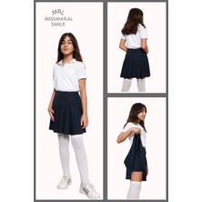 Kız Çocuk Okul Etek Lacivert Yyüksek Bel Içi Şortlu Okul-Oyun-Spor-Ekinlik Eteği