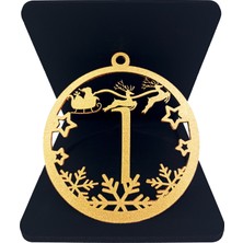 Ng Puzzle Özel Tasarım,Yılbaşı Temalı Ahşap El Boyaması Harfler, Özel Ahşap  Kutusunda Antik Altın Renk – (I)