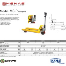 Kama Hippo Lift Mb-P 2500 kg Taşıma Kapasiteli Transpalet