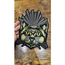 Gönülden Tasarım Ütü İle Yapışan Nakış İşleme Kedi Arma Dikiş Aplike 24 x 18 cm