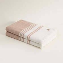 Ecocotton Erva 2'li Banyo Havlusu Seti  Organik Pamuk Keten Melanj Terra 70 x 140  cm