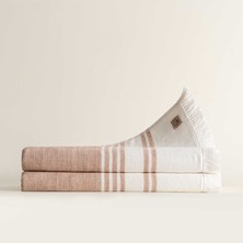 Ecocotton Erva 2'li Banyo Havlusu Seti  Organik Pamuk Keten Melanj Terra 70 x 140  cm