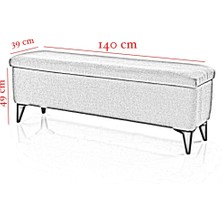 Vavonni Sandıklı Puf Bench Tedy Kumaş  Pufidik  Amortsör Kapaklı Puf Bench A +  140 cm