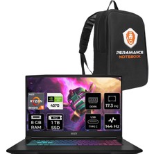 Msı Katana A17 Amd Ryzen 9 8945HS 8gb 1tb SSD RTX4070/8GB 105W 17.3" Fhd 144Hz Fdos Taşınabilir Bilgisayar & Per4 Çanta B8VG862XTRP303