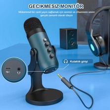 CoverZone Profesyonel Stüdyo Mikrofon Kayıt Condenser Masaüstü Canlı Yayın Mikrofonu K66 Teal