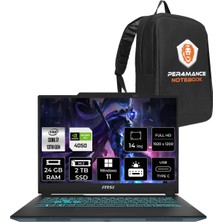 Msı Cyborg 14 Intel Core I7 13620H 24GB 2tb SSD RTX4050/6GB 14" Fhd+ 144Hz W11P Taşınabilir Bilgisayar & Per4 Çanta A13VE054XTRP394