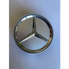 Yyo Mercedes-Benz Jant Göbeği 70MM-75MM (Gri Zemin - Nikelaj Arma) Yeni Model