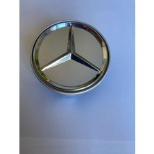 Yyo Mercedes-Benz Jant Göbeği 70MM-75MM (Gri Zemin - Nikelaj Arma) Yeni Model