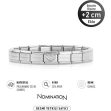 Nomination Italy Composable 925 Ayar Gümüş Zirkon Taşlı Kalp ve Çelik Bileklik Silver