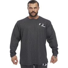 BGSM Erkek Oversize Çizgili Sweatshirt Big Sam 4740