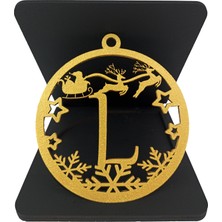 Ng Puzzle Özel Tasarım,Yılbaşı Temalı Ahşap El Boyaması Harfler, Özel Ahşap  Kutusunda Antik Altın Renk – (L)