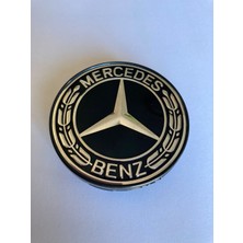 Yyo Mercedes-Benz Jant Göbeği 70MM-75MM (Siyah Zemin - Siyah Çerçeve) Yeni Model