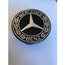 Yyo Mercedes-Benz Jant Göbeği 70MM-75MM (Siyah Zemin - Siyah Çerçeve) Yeni Model