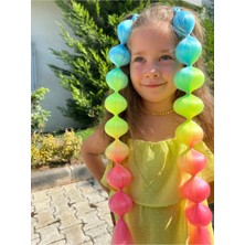 Simli Gökkuşağı Unicorn Doğum Günü Bubble Hair Braids Saç Örgüleri