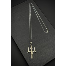 Frnch 925 Ayar Gümüş Poseidon Figürlü Antik Gümüş Renk Erkek Kolye FRJ30730-830-A2