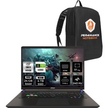 Msı Vector 17 Hx Intel Core I9 14900HX 24GB 4tb SSD RTX4080/12GB 175W 17" Qhd+ 240Hz Fdos Taşınabilir Bilgisayar & Per4 Çanta A14VHG838XTRP315