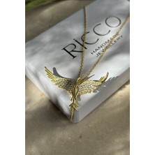 Ricco Jewellery 14 K Gold Kaplama 925 Ayar Gümüş Zümrüdü Anka Kuşu Kolye