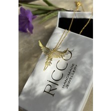 Ricco Jewellery 14 K Gold Kaplama 925 Ayar Gümüş Zümrüdü Anka Kuşu Kolye