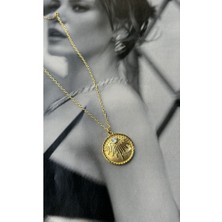 Ricco Jewellery 14 K Gold Kaplama 925 Ayar Gümüş Güneş Tasarım Mıhlama Kolye