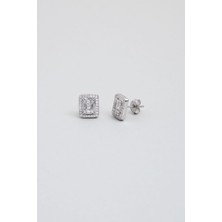 So CHIC Baget Kesim 18 Ayar Beyaz Altın Kaplama Gümüş Küpe