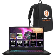 Msı Katana A17 Amd Ryzen 9 8945HS 32GB 4tb SSD RTX4070/8GB 105W 17.3" Fhd 144Hz W11P Taşınabilir Bilgisayar & Per4 Çanta B8VG862XTRP400