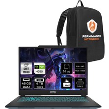 Msı Cyborg 14 Intel Core I7 13620H 48GB 4tb SSD RTX4050/6GB 14" Fhd+ 144Hz Fdos Taşınabilir Bilgisayar & Per4 Çanta A13VE054XTRP330