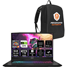 Msı Katana A17 Amd Ryzen 9 8945HS 32GB 1tb SSD RTX4070/8GB 105W 17.3" Fhd 144Hz W11P Taşınabilir Bilgisayar & Per4 Çanta B8VG862XTRP398