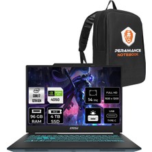 Msı Cyborg 14 Intel Core I7 13620H 96GB 4tb SSD RTX4050/6GB 14" Fhd+ 144Hz Fdos Taşınabilir Bilgisayar & Per4 Çanta A13VE054XTRP340