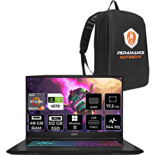 Msı Katana A17 Amd Ryzen 9 8945HS 48GB 512GB SSD RTX4070/8GB 105W 17.3" Fhd 144Hz W11P Taşınabilir Bilgisayar & Per4 Çanta B8VG862XTRP407