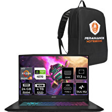 Msı Katana A17 Amd Ryzen 9 8945HS 24GB 4tb SSD RTX4070/8GB 105W 17.3" Fhd 144Hz Fdos Taşınabilir Bilgisayar & Per4 Çanta B8VG862XTRP315