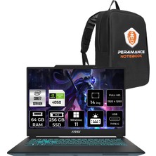 Msı Cyborg 14 Intel Core I7 13620H 64GB 256GB SSD RTX4050/6GB 14" Fhd+ 144Hz W11P Taşınabilir Bilgisayar & Per4 Çanta A13VE054XTRP411