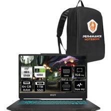 Msı Cyborg 15 Intel Core I5 13420H 64GB 1tb SSD RTX4050/6GB 15.6" Fhd 144Hz Fdos Taşınabilir Bilgisayar & Per4 Çanta A13VE1478XTRP333