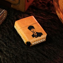 Vagave Kişiye Özel Benzinli Çakmak Hakiki Deri El Yapımı Zippo Tarzı Çakmak Isme Özel Çakmak Deri Kaplama Benzinli Erkek Çakmak Hediyelik Çakmak Camel HArdal Rengi