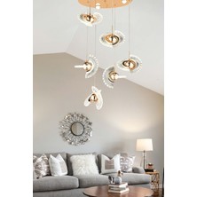 Woodhub Lu x ury Modern Crystal Sarkıt LED Avize Altılı Gold Sarı