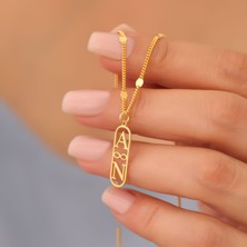 Nox Jewelry 14 Ayar Altın Kaplama Sonsuzluk Detaylı Harfli Dikey Plaka Gümüş Kolye – Kişiye Özel Minimal Tasarım -  CN00372