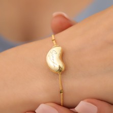 Nox Jewelry 925 Ayar Gümüş  Kişiye Özel Fasulye Temalı Isim Bileklik - CB00132