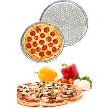 Nishev.com Evini Sev Delikli Pizza Tepsisi Lahmacun Pide Tepsisi 32CM