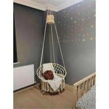 Aslan Butik Makrome Özel Örgü Salıncak Hamak Pamuk Ip Ekru 60 x 75
