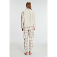 Markano  Fermuarlı Uzun Kol Sweatshirt Pantolon Takım Viskon ve Pamuklu Pijama Takımı