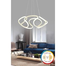 Woodhub Honi x  Krem Modern Sarkıt 3 Renk Işık Salon Mutfak Oda Hol Ledli Avize