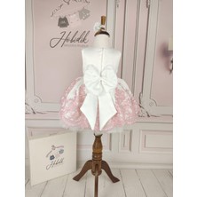 Kız Bebek Çocuk Fransız Dantelli Abiye Doğum Günü Elbisesi