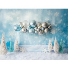 Venspor Kar Temalı Balon Dekorasyonu ile Kış Stüdyo Fonu 200X150CM Arka Plan