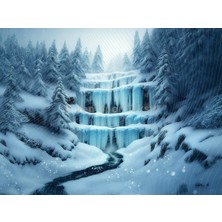 Venspor Buz Şelalesi Kış Manzaralı Arka Plan Stüdyo Fonu 200X150CM